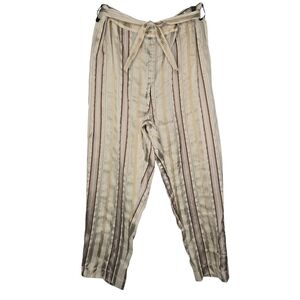 Giada Forte Womens Tan Gold Metallic Striped Silk Blend Thai Pants Size 2 / M
